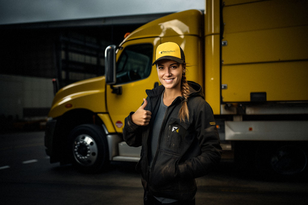 Jonge vrouwelijke vrachtwagenchauffeur